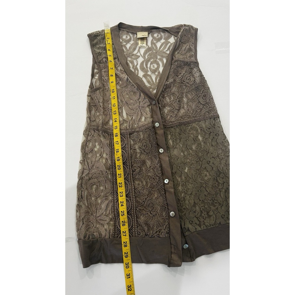 Sheer Lace Tunic Vest Top Size S Boho Forest Fairy Earthy Neutral Shabby Chic - Picture 8 of 10